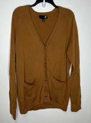 JF J. Ferrar brown cardigan sweater button‎ front pockets large trendy casual thumbnail 1