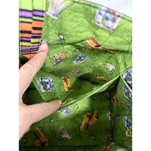 Vintage Handmade Halloween Goblin Wizard Tote Bag Green Orange Striped Spooky thumbnail 7