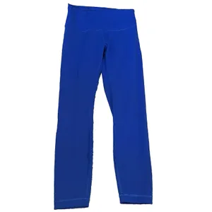 Lululemon Bright Blue Wunder Under High Rise Crop Women's Leggings Size 8 EUC thumbnail 2