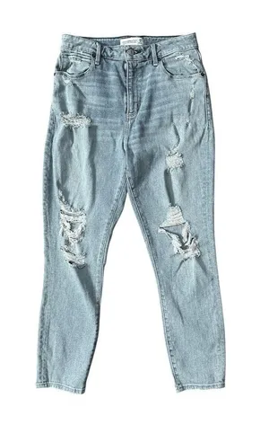 Abercrombie & Fitch Curve Love High Rise Straight Leg Distressed Jeans Sz 29/8R thumbnail 1