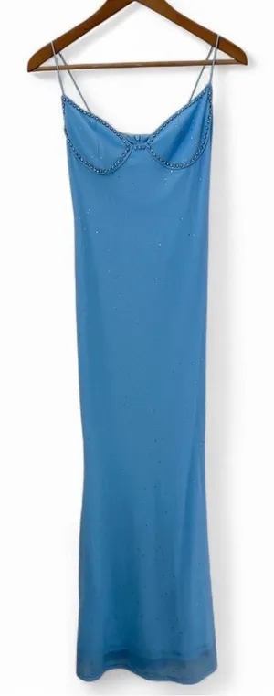 Parthea Light Blue Crystal Mesh Maxi Dress thumbnail 1