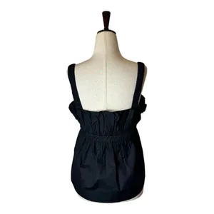 Cleobella Shirt Women XS Black Organic Cotton Ruffle Peplum Desi Tank Top Gothic thumbnail 4
