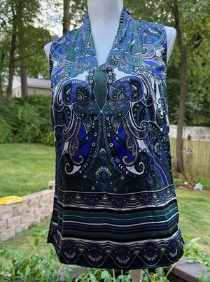 Laundry By Shelli Segal Paisley blouse Top - Blue and Black size 6 thumbnail 1