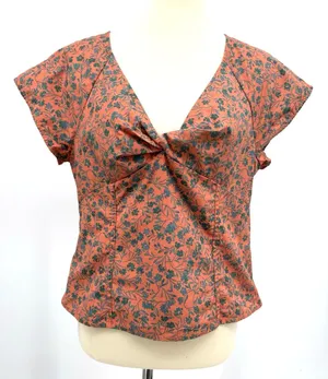 Madewell Amari Twist Top Floral Sunset Haze Cotton Poplin Retro Cottagecore 10 thumbnail 1