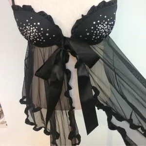 Victoria’s Secret black rhinestone bling babydoll thumbnail 2
