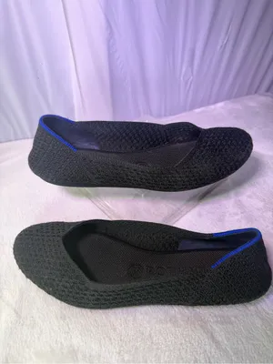 Rothy's Black Knit Ballet Flat with Blue Accent thumbnail 2