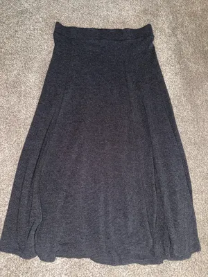 LOFT Charcoal A-Line Knit Skirt thumbnail 3