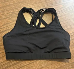 Fabletics Large Faye Criss Cross Back Black Mesh Strappy Sports Bra thumbnail 1