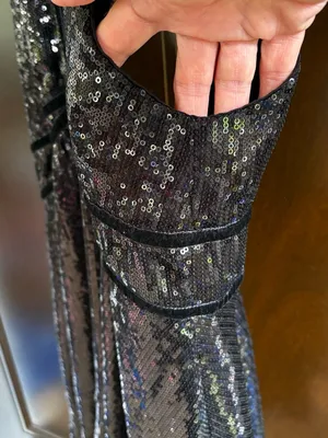 EUC Free People Film Noir Sequined Halter Mini Dress Black Size 4 thumbnail 10