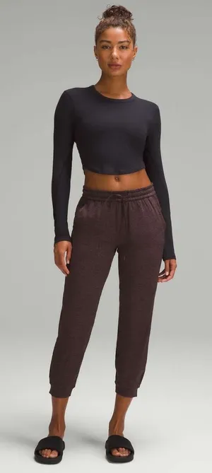 Lululemon Soft Jersey Classic Fit Mid Rise Joggers Heaather Dark Espresso 25" 8 thumbnail 1