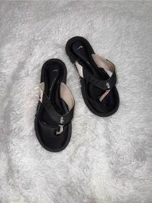 Nike Women's Black and Beige Foam Thong Sandals thumbnail 2