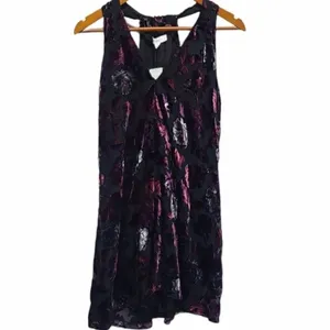 BB Dakota Purple Burnout Velvet Floral V-Neck Mini Dress Racerback‎ Small thumbnail 5