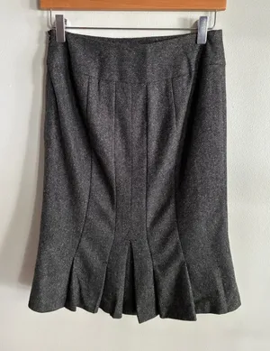 United Colors of Benetton Wool Silk Herringbone Pleated Skirt Size 38 thumbnail 1