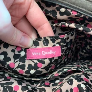 Vera‎ Bradley Quilted Tote Bag Purse Diamond Stitch Canvas Floral Lined Gray thumbnail 6