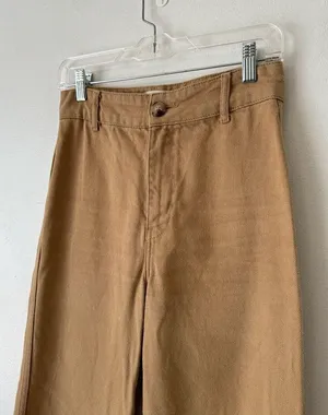 Reformation Jeans Khaki Organic Cotton Tencel Straight Leg High Rise Pants Sz 25 thumbnail 3