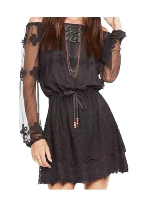 new Chaser ✶ Vintage Inspired Lace Off Shoulder Boho Cocktail Dress ✶ Black ✶ XS thumbnail 14