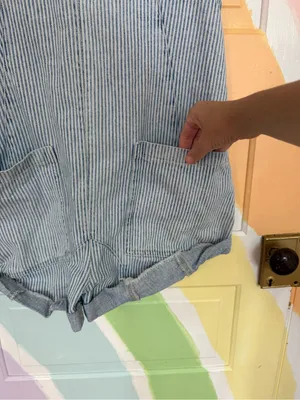 We The Free Free People High Roller Railroad Stripe Cotton Overalls Sz XS 🧡🍄 thumbnail 5