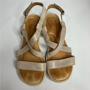 Born Idella wedge leather sandals tan size‎ 9 thumbnail 3