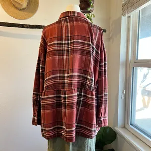 American Eagle Oversized Soft Cotton Flannel Button Long Sleeve Shirt Size Small thumbnail 5