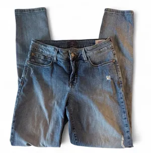 NYDJ (Not Your Daughter's Jeans) Marilyn Blue Distressed Skinny Jeans Size 2 thumbnail 1