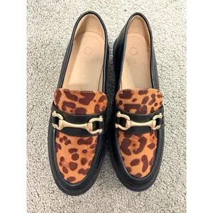 New Journee Collection Jessamey Leopard Black Lug Loafers Women’s Size 6 thumbnail 2