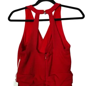 Sienna Halter‎ Ruched Draping Midi Dress Sz 0 Red Classic Cocktail Party Wedding thumbnail 4