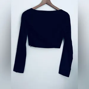 Black Long Sleeve Cropped Zahara Corset Shirt Blouse Top S thumbnail 4