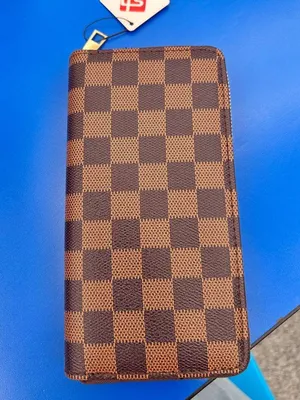 NWT women fashion checkered brown wallet thumbnail 1