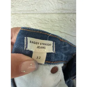 Madewell Baggy Straight Jeans Medium Wash Cotton Hemp High Rise Relaxed Size 32 thumbnail 6