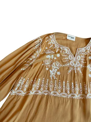 Savanna Jane Yellow Embroidered Peasant Blouse Top Shirt Flowy Size 2X Women's thumbnail 3