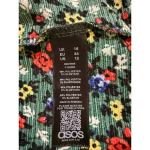 ASOS Green Floral Smocked Midi Dress Square Neck Puff Sleeve US 12 thumbnail 6