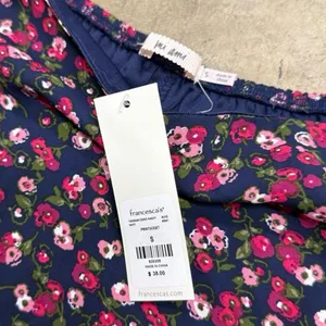 Francesca’s Mi Ami Print Godet Ditsy Floral Mini Skirt Navy S thumbnail 2