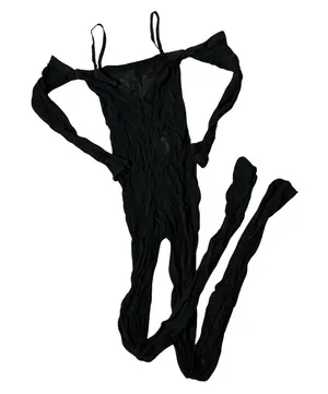 Leg Avenue Fishnet Long Sleeve Bodysuit Women OS Black Goth Rave Sheer Lingerie thumbnail 1
