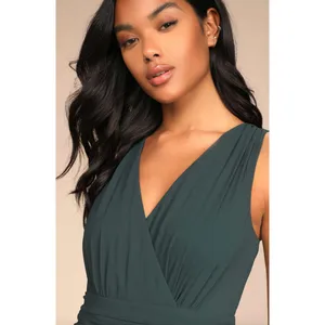 Lulus Thoughts of Hue Emerald Green Surplice Maxi Dress Formal Large NWT thumbnail 2