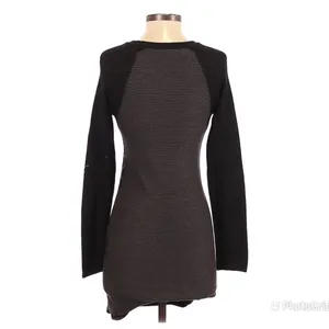 R+J COUTURE Leopard Print Sweater‎ Dress Fitted Raglan Sleeve Black Gray Small thumbnail 2