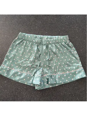 Victoria's Secret Mint Green Polka Dot Satin Pajama Sleep Shorts XS thumbnail 3
