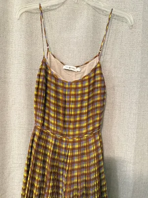 Tory Burch Pleated Midi Dress in Purple Veronica Plaid | 6 thumbnail 4