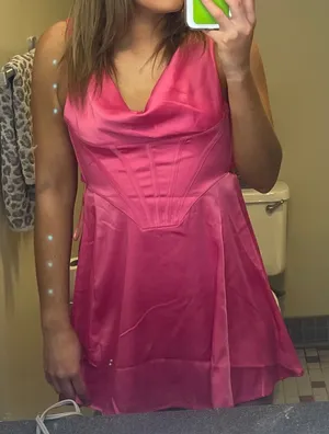 Pink Satin Dress Urban Outfitters Mini thumbnail 1