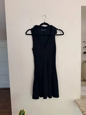 Zara black skater mini ribbed dress M thumbnail 5