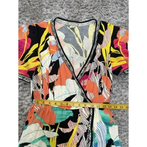 Flying Tomato Tropical Floral High Low Hem Midi Dress Plunge Neckline Size M thumbnail 12