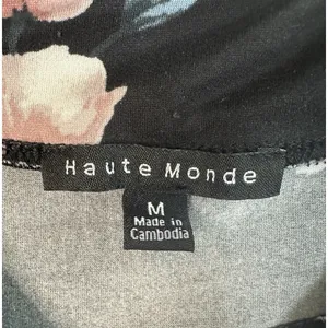 Haute Monde Floral Midi Dress M Black Off The Shoulder Sheath Bodycon‎ Pink Rose thumbnail 12