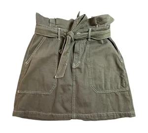 Free People Olive Green Paperbag‎ Waist Utility Mini Skirt Size 10 thumbnail 1