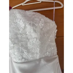 Lulus Refined Glow White 3D Embroidered Sequin Strapless Maxi Dress Bridal Small thumbnail 6