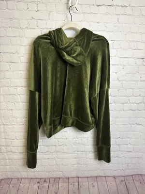 Offline by Aerie oversized pullover active hoodie velour olive green size XL thumbnail 6