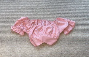 Lyaner Ruffle Short Sleeve Tie Up Back Crop Top Off Shoulder Bardot Blouse thumbnail 9