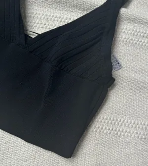 black knit bralette crop tank top thumbnail 3