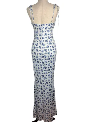 Floral Sleeveless Bustier Spaghetti Strap Bodycon Sexy Long Maxi Dress thumbnail 12