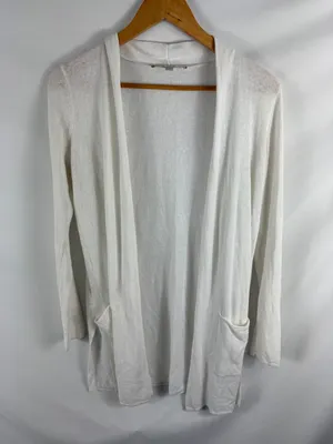 LOFT White Longline Knit Cardigan Size Small thumbnail 1