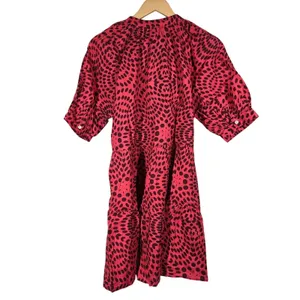 AREA STARS Red Black‎ Polka Dot Tiered Midi Dress Womens Size L Cotton V Neck thumbnail 2