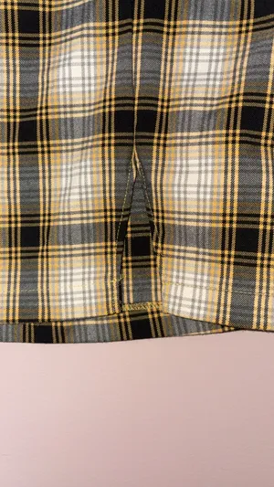Urban Outfitters Black Yellow Plaid Skirt Mini Slit thumbnail 4